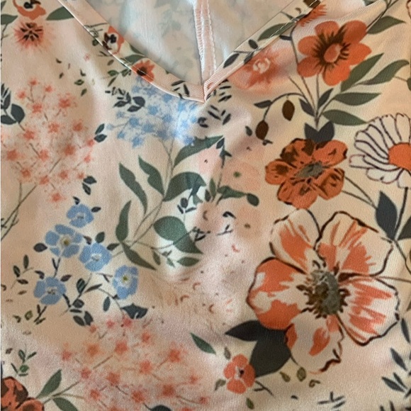 New! Vibrant Floral Print Sleeveless V-Neck Tank Dress. Size: Large - Picture 4 of 5